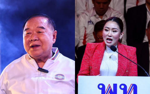 分别推举巴维（左）和佩通坦为首相候选人的公民力量党和为泰党虽否认商议合作，但政治观察家认为，两党在选后共组政府不无可能。（路透社）